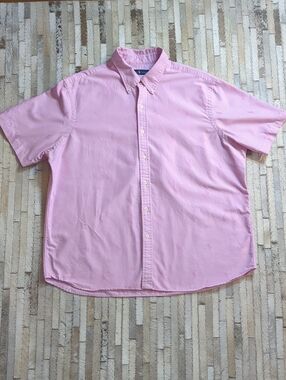 Ralph Lauren Men's 2X AOP Pink Embroidered Pony Short Sleeve Button Down Shirt